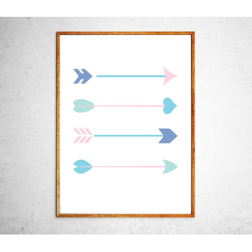 Art poster Arrows mint and pink