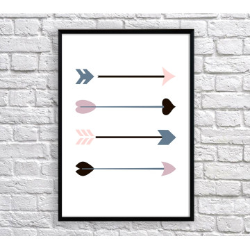 Art poster Arrows black and pink