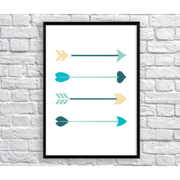 Art poster Arrows mint and yellow