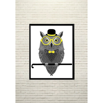 Art poster Owl with glasses