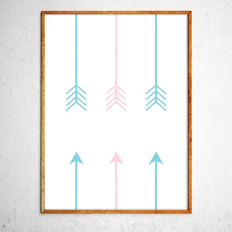 Art poster Right Direction, mint and pink