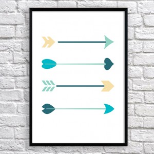 Art poster Arrows mint and yellow
