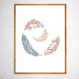 Art poster Feathers brown and grey