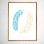 Art poster Two feathers blue and yellow