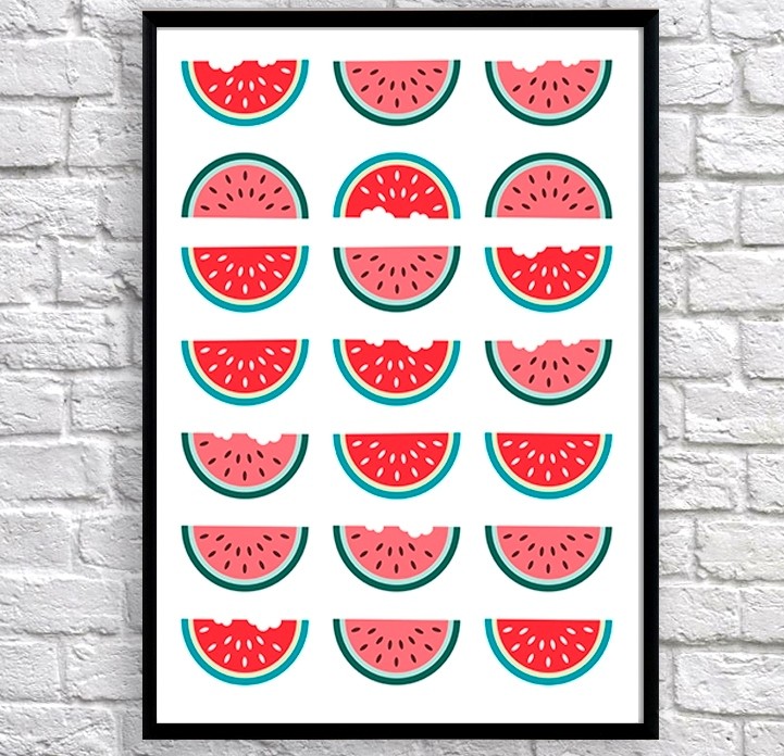 Art poster Halves of watermelon original