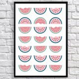 Art poster Halves of watermelon pink pastel