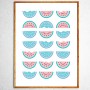 Art poster Halves of watermelon mint and pink