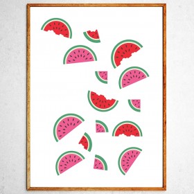 Art poster Watermelons in freefall original