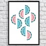 Art poster Watermelons turquoise and green