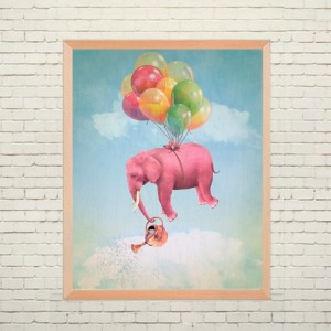 Art poster Flying Elephant