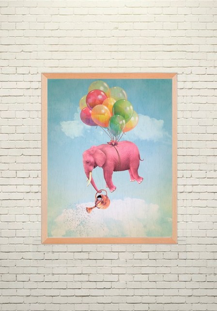 Art poster Flying Elephant