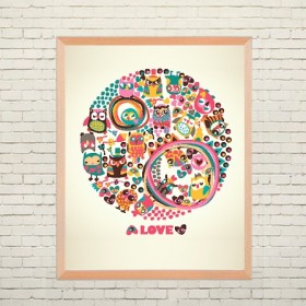 Art poster Love and owls