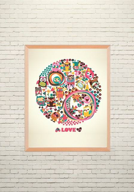Art poster Love and owls