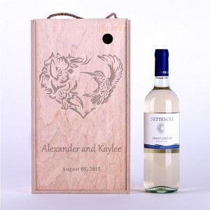 Wine box "Hummingbird and heart"