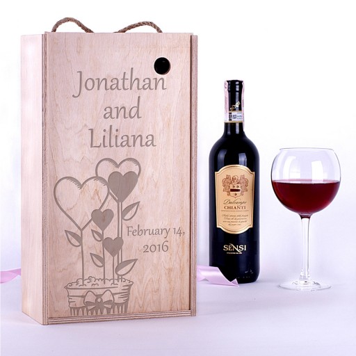 Wine box "Hearts in pot"