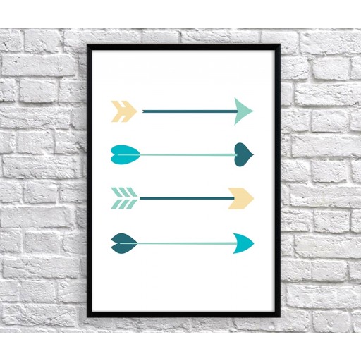 Art poster Arrows mint and yellow