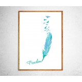 Art poster Birds are free mint and blue