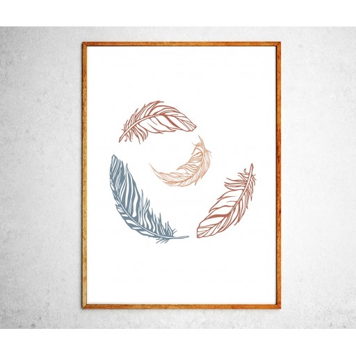 Art poster Feathers brown and grey