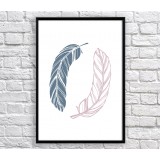 Art poster Two feathers grey and pink