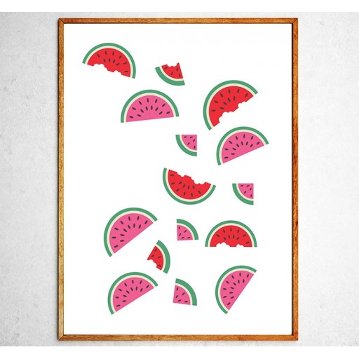 Art poster Watermelons in freefall original