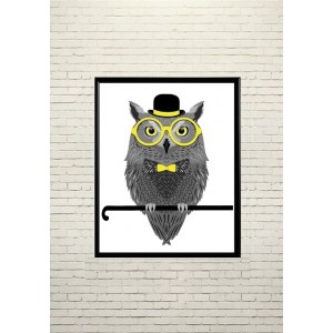 Art poster Owl with glasses