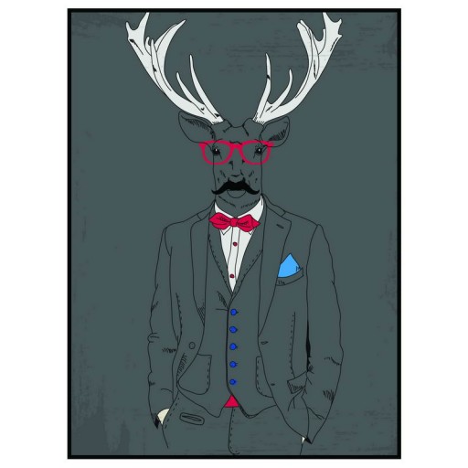 Art poster The deer in suit