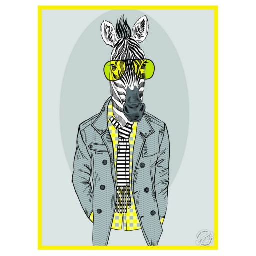 Art poster The zebra in jacket