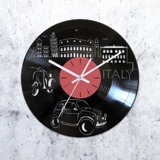 Vinyl clock Somewhere in Italy